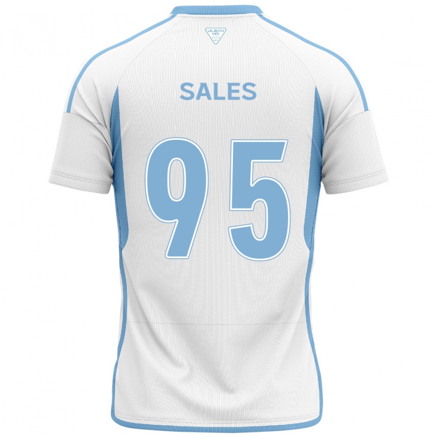 Criança Camisola Matheus Sales #95 Branco Azul Alternativa 2024/25 Camisa Brasil