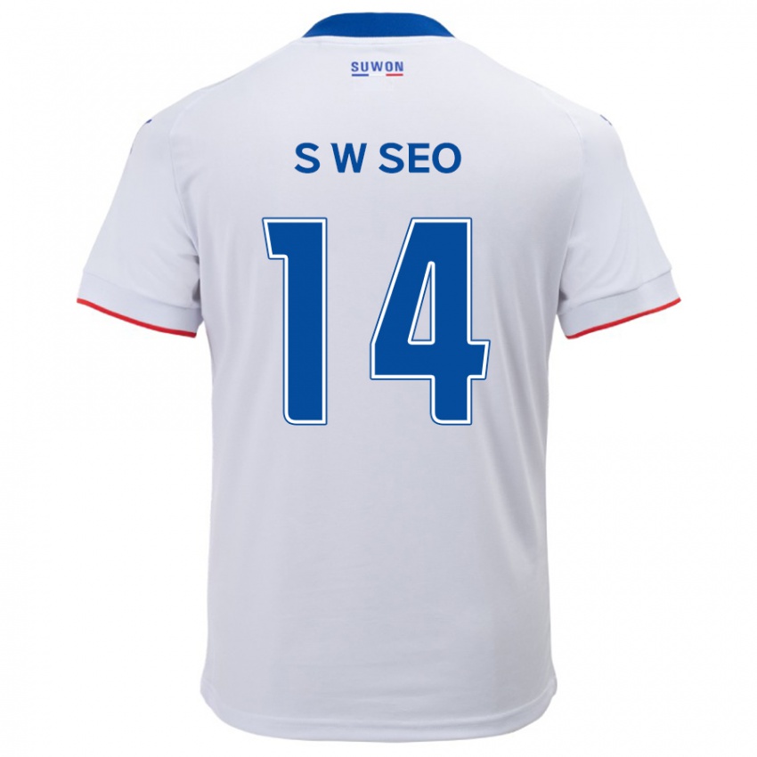 Criança Camisola Woo-Seong Seo #14 Branco Azul Alternativa 2024/25 Camisa Brasil