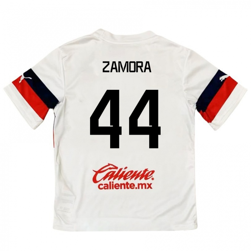 Criança Camisola Saúl Zamora #44 Branco Vermelho Alternativa 2024/25 Camisa Brasil