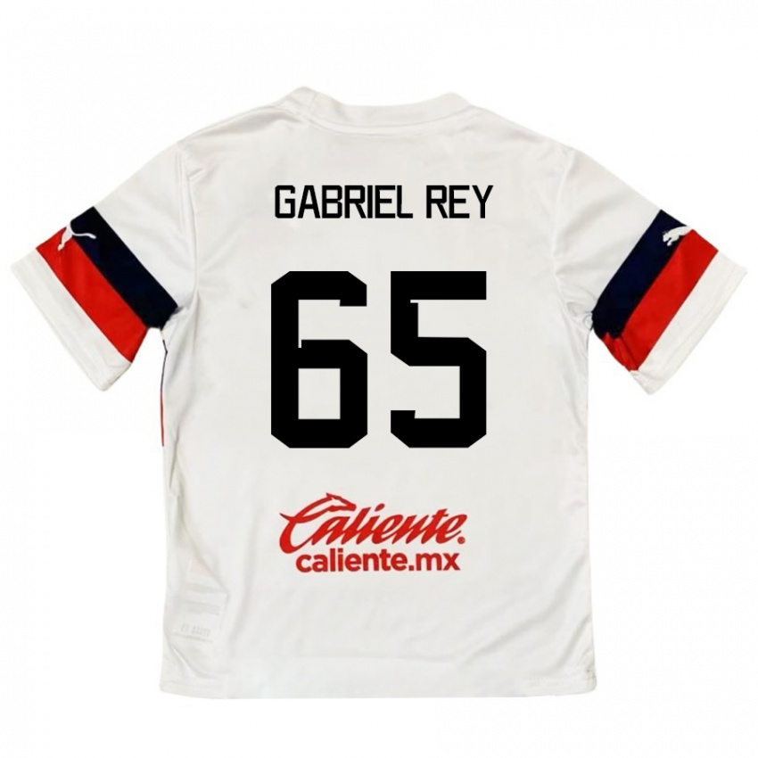 Criança Camisola Luis Gabriel Rey #65 Branco Vermelho Alternativa 2024/25 Camisa Brasil