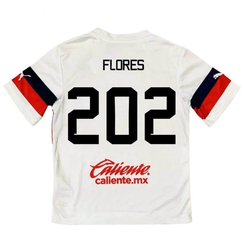 Criança Camisola Daniel Flores #202 Branco Vermelho Alternativa 2024/25 Camisa Brasil