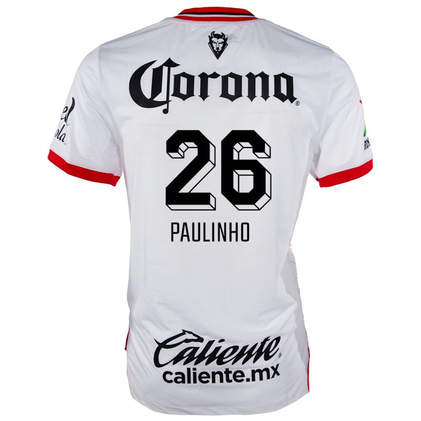 Criança Camisola Paulinho #26 Branco Vermelho Alternativa 2024/25 Camisa Brasil