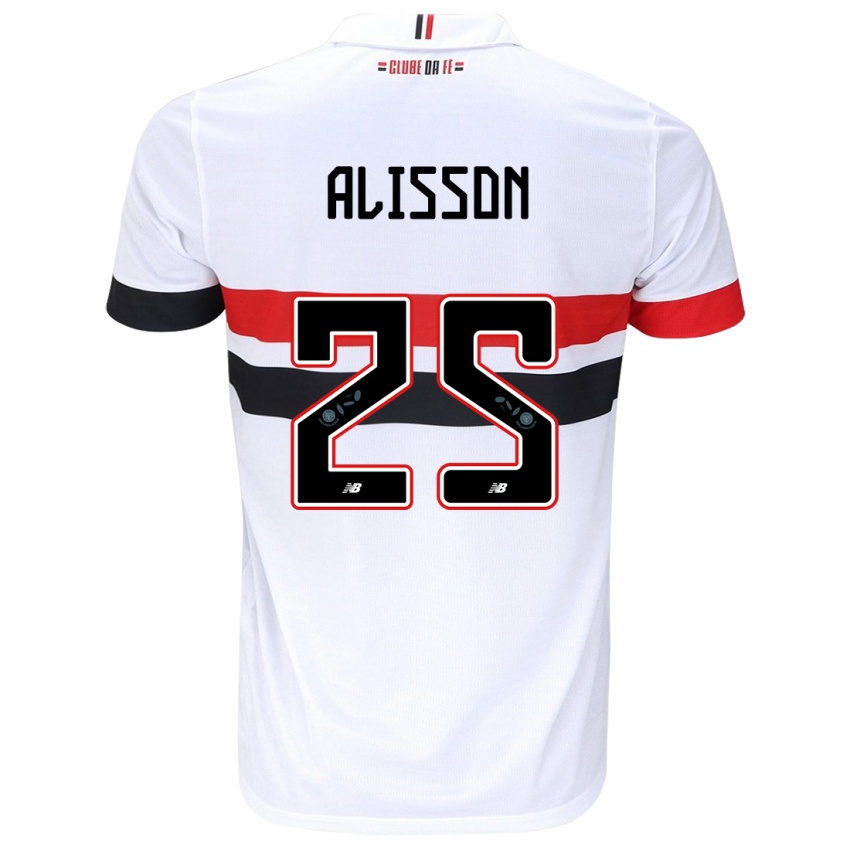 Homem Camisola Alisson #25 Branco Vermelho Preto Principal 2024/25 Camisa Brasil