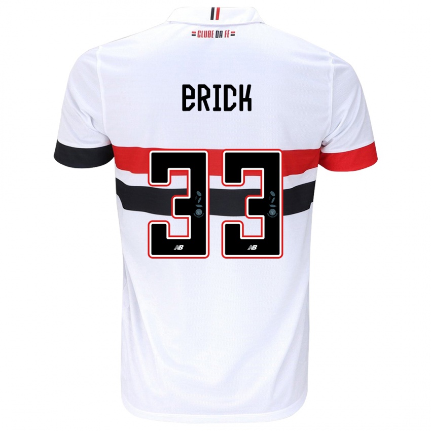 Homem Camisola Erick #33 Branco Vermelho Preto Principal 2024/25 Camisa Brasil