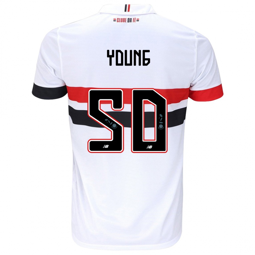 Homem Camisola Young #50 Branco Vermelho Preto Principal 2024/25 Camisa Brasil