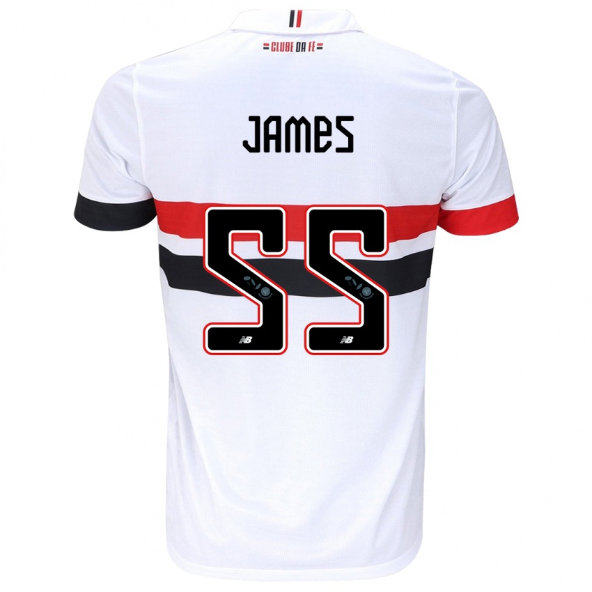 Homem Camisola James Rodriguez #55 Branco Vermelho Preto Principal 2024/25 Camisa Brasil