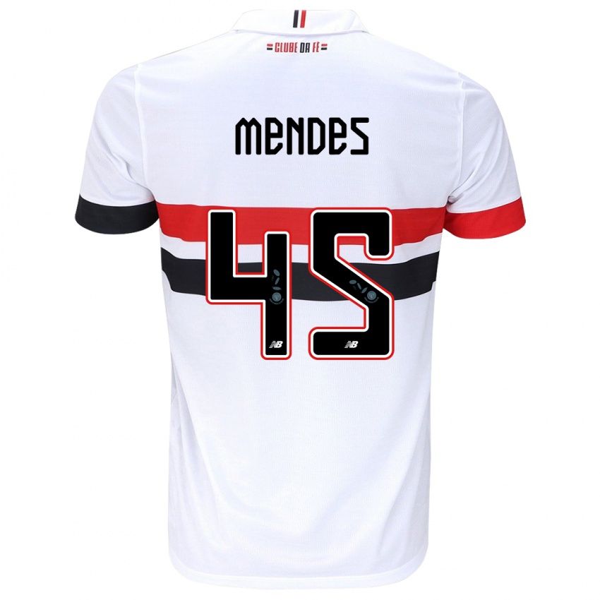 Homem Camisola Nathan Mendes #45 Branco Vermelho Preto Principal 2024/25 Camisa Brasil