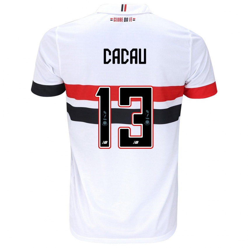 Homem Camisola Cacau #13 Branco Vermelho Preto Principal 2024/25 Camisa Brasil