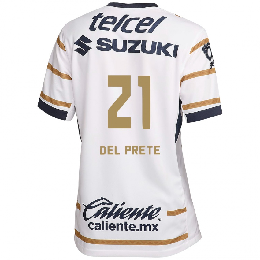 Homem Camisola Gustavo Del Prete #21 Obsidiana Branca Principal 2024/25 Camisa Brasil