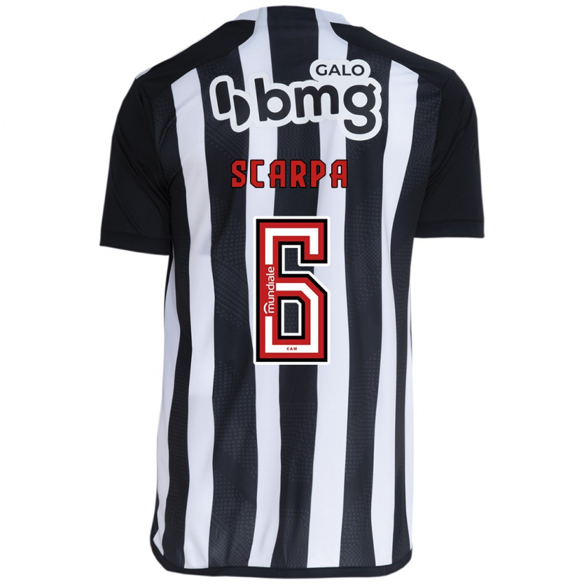 Homem Camisola Gustavo Scarpa #6 Branco Preto Principal 2024/25 Camisa Brasil