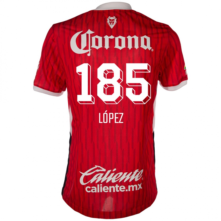 Homem Camisola David López #185 Vermelho Branco Principal 2024/25 Camisa Brasil