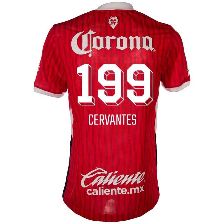 Homem Camisola Axel Cervantes #199 Vermelho Branco Principal 2024/25 Camisa Brasil