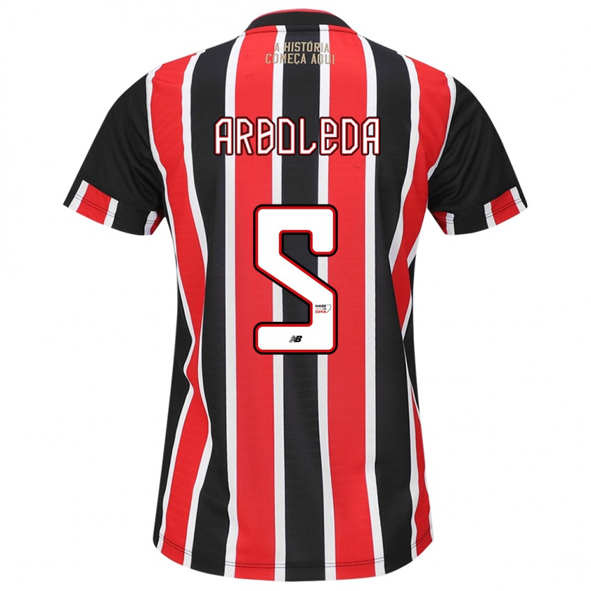 Homem Camisola Robert Arboleda #5 Preto Vermelho Branco Alternativa 2024/25 Camisa Brasil