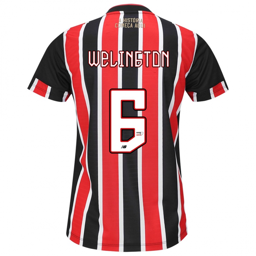 Homem Camisola Welington #6 Preto Vermelho Branco Alternativa 2024/25 Camisa Brasil