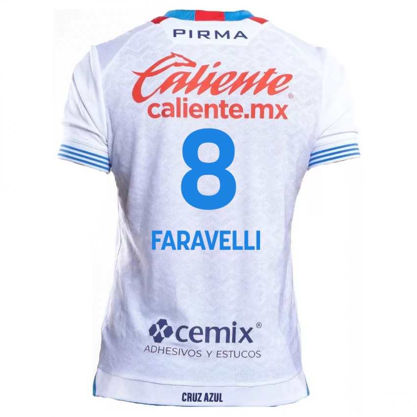 Homem Camisola Lorenzo Faravelli #8 Branco Azul Alternativa 2024/25 Camisa Brasil