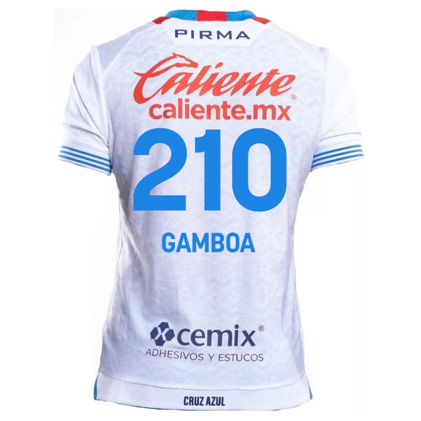 Homem Camisola Bryan Gamboa #210 Branco Azul Alternativa 2024/25 Camisa Brasil