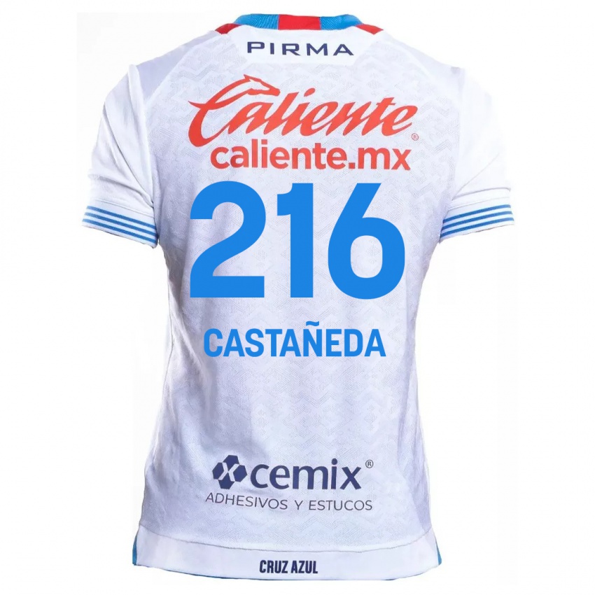 Homem Camisola Ian Castañeda #216 Branco Azul Alternativa 2024/25 Camisa Brasil