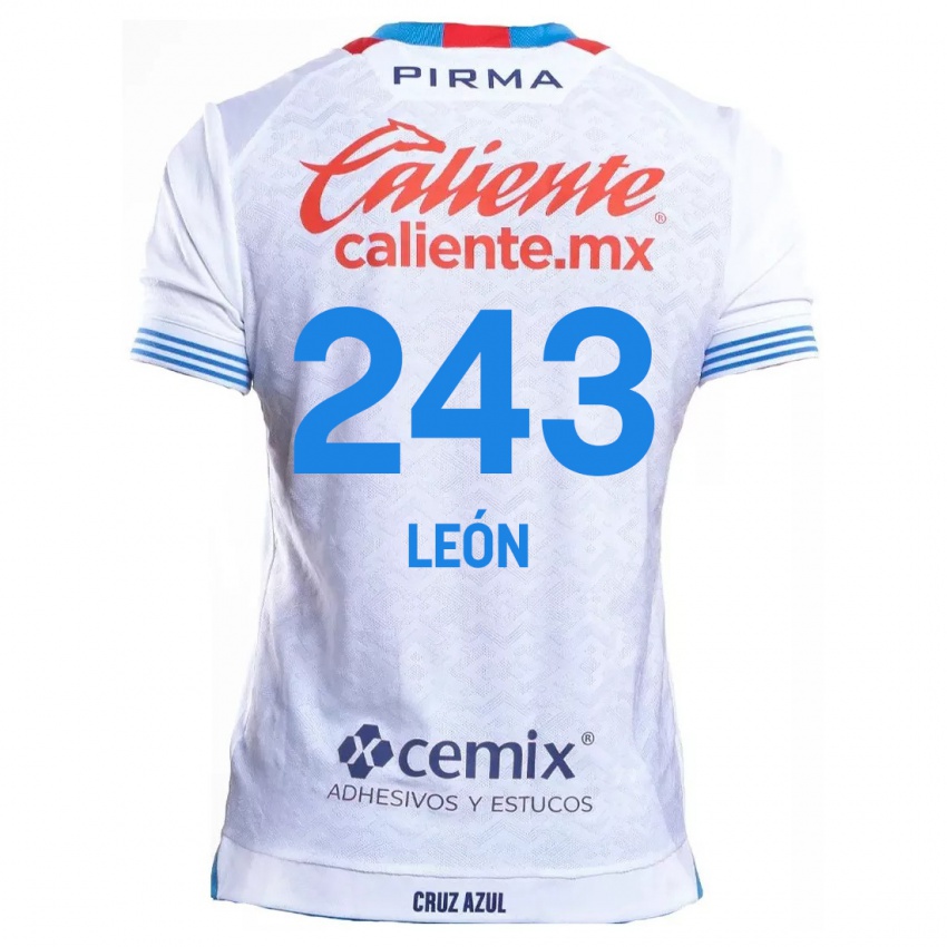 Homem Camisola Cristhian León #243 Branco Azul Alternativa 2024/25 Camisa Brasil