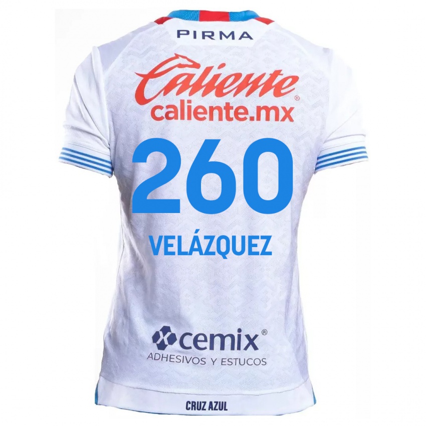 Homem Camisola Víctor Velázquez #260 Branco Azul Alternativa 2024/25 Camisa Brasil