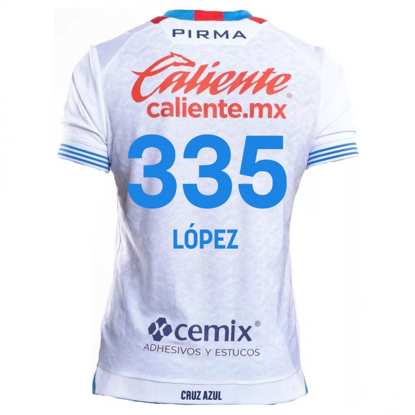 Homem Camisola Alfredo López #335 Branco Azul Alternativa 2024/25 Camisa Brasil