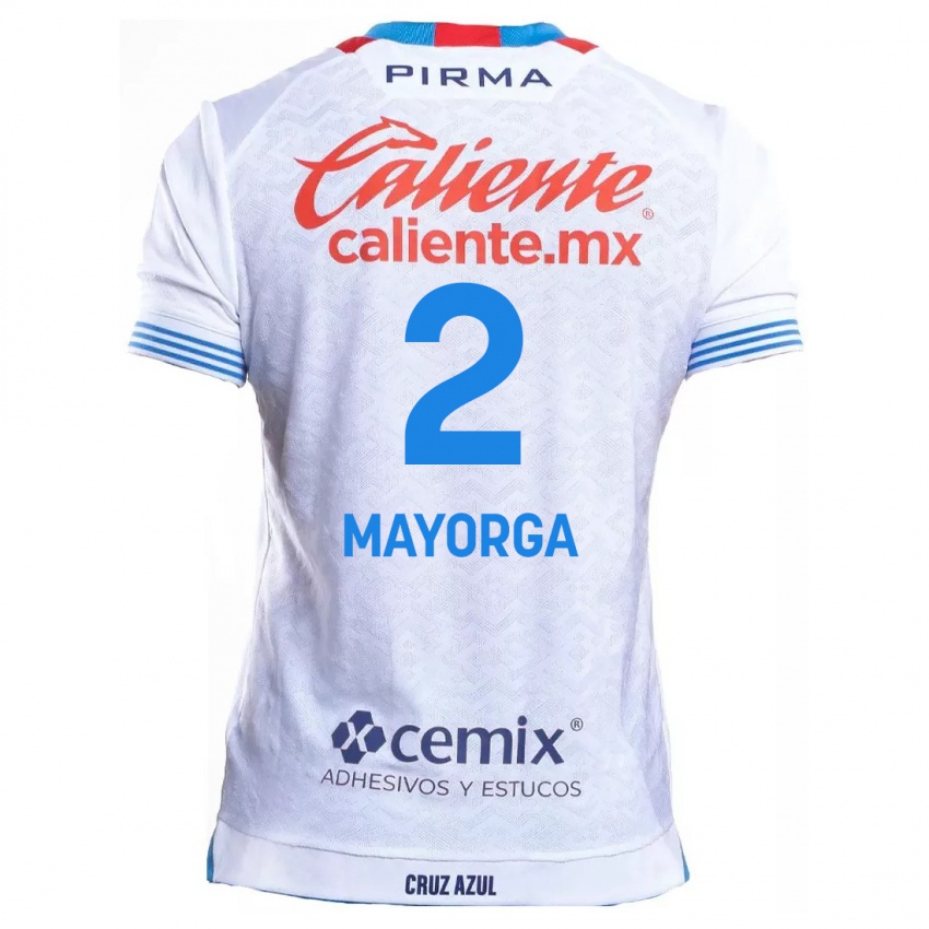 Homem Camisola Alejandro Mayorga #2 Branco Azul Alternativa 2024/25 Camisa Brasil