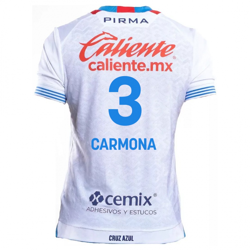 Homem Camisola Edith Carmona #3 Branco Azul Alternativa 2024/25 Camisa Brasil