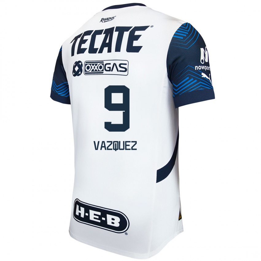 Homem Camisola Brandon Vazquez #9 Branco Azul Alternativa 2024/25 Camisa Brasil