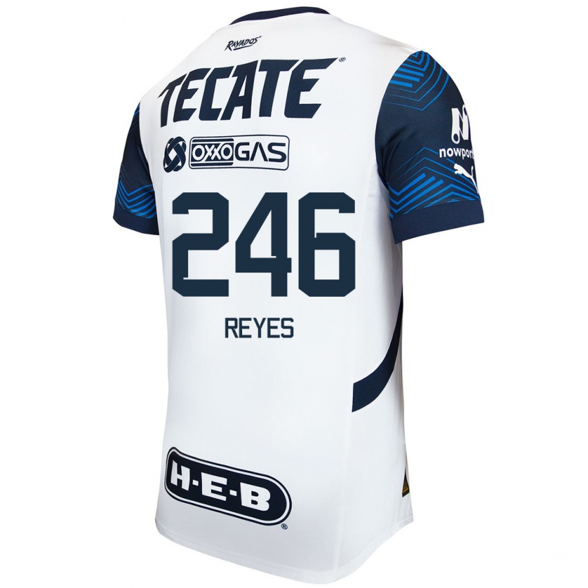 Homem Camisola Cristian Reyes #246 Branco Azul Alternativa 2024/25 Camisa Brasil