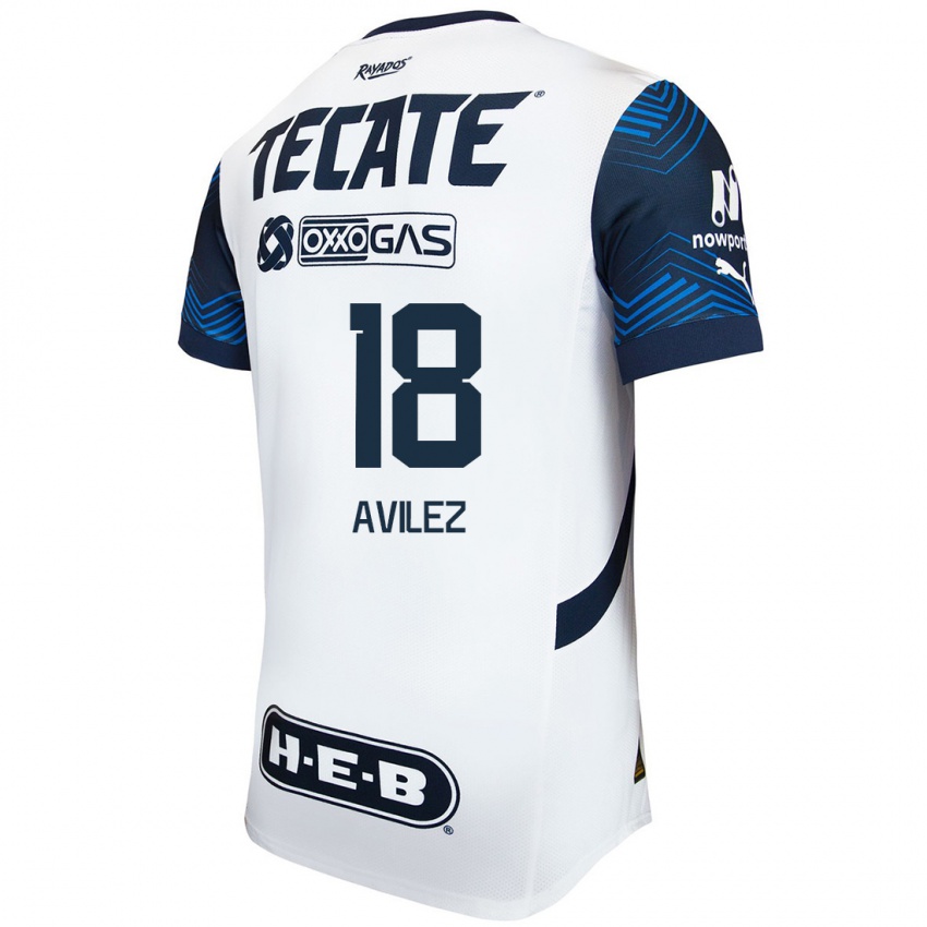 Homem Camisola Aylin Avilez #18 Branco Azul Alternativa 2024/25 Camisa Brasil