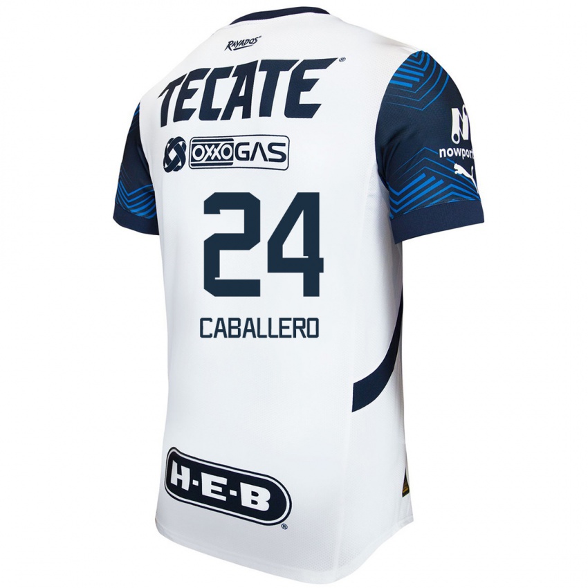 Homem Camisola Mariana Caballero #24 Branco Azul Alternativa 2024/25 Camisa Brasil