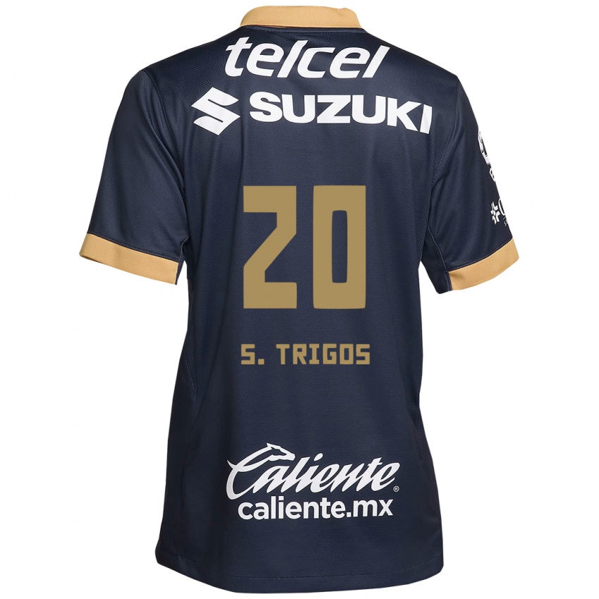 Homem Camisola Santiago Trigos #20 Obsidiana Ouro Branco Alternativa 2024/25 Camisa Brasil