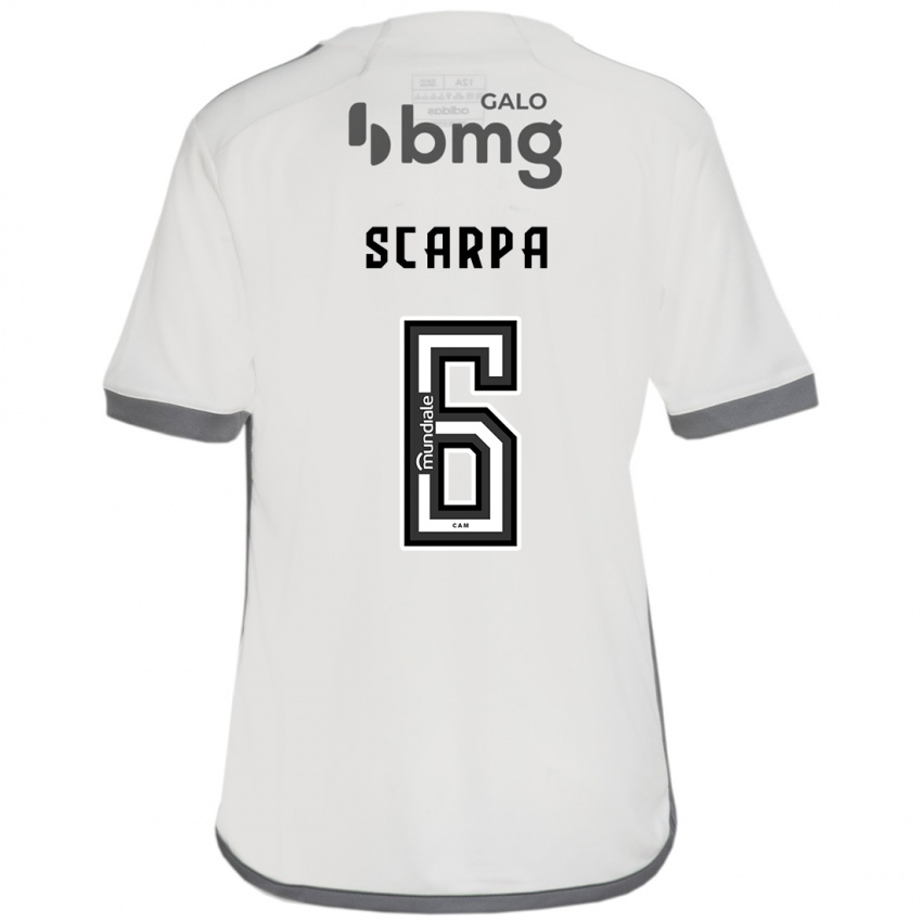 Homem Camisola Gustavo Scarpa #6 Off White Alternativa 2024/25 Camisa Brasil