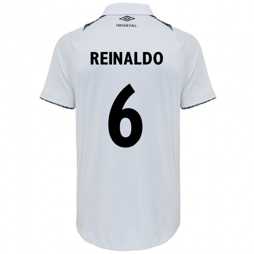 Homem Camisola Reinaldo #6 Branco Azul Alternativa 2024/25 Camisa Brasil