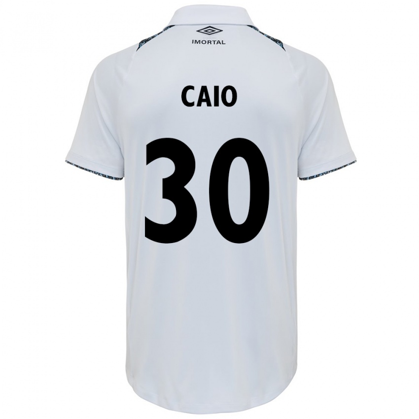 Homem Camisola Rodrigo Caio #30 Branco Azul Alternativa 2024/25 Camisa Brasil