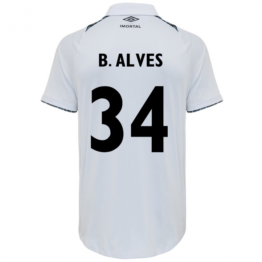 Homem Camisola Bruno Alves #34 Branco Azul Alternativa 2024/25 Camisa Brasil