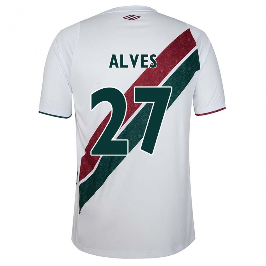 Homem Camisola Felipe Alves #27 Branco Verde Castanho Alternativa 2024/25 Camisa Brasil