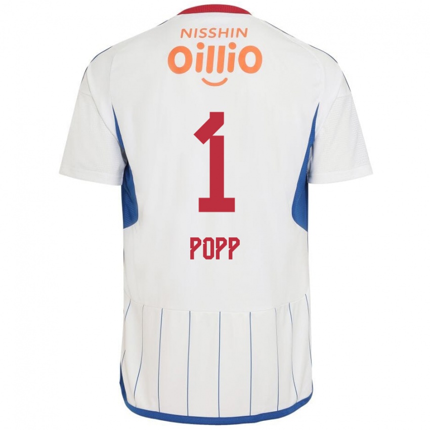 Homem Camisola William Popp #1 Branco Azul Vermelho Alternativa 2024/25 Camisa Brasil