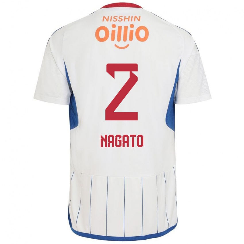 Homem Camisola Katsuya Nagato #2 Branco Azul Vermelho Alternativa 2024/25 Camisa Brasil