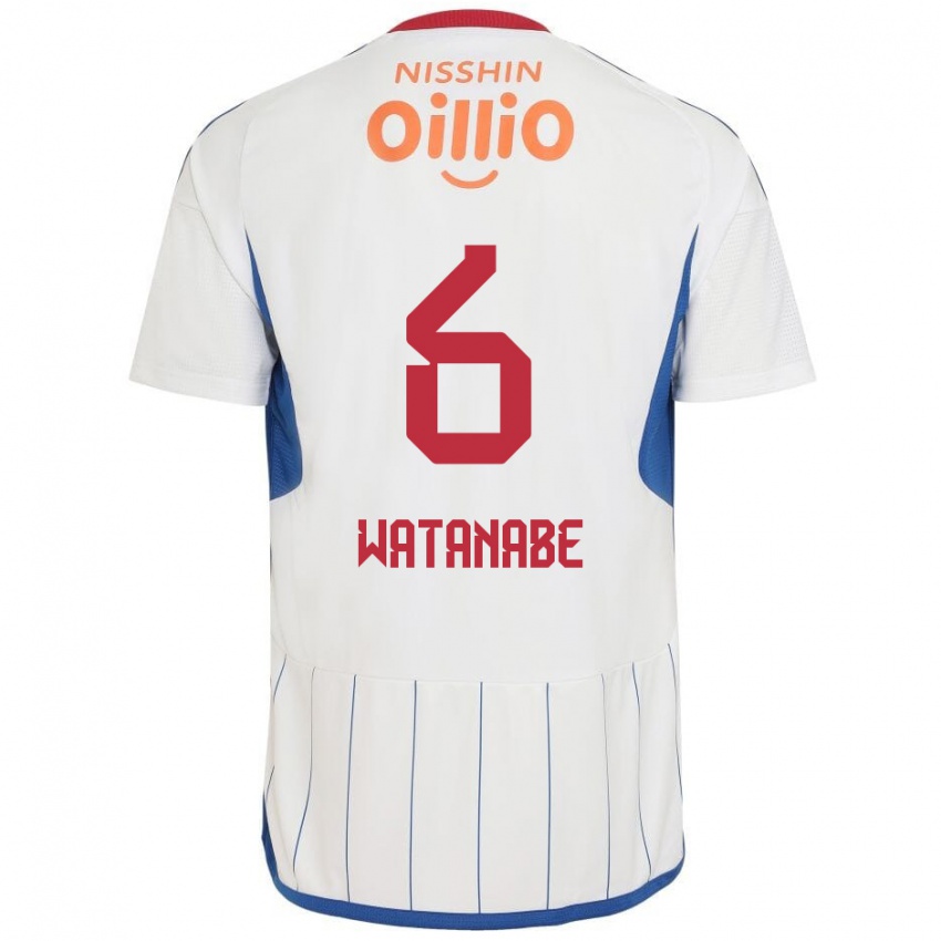 Homem Camisola Kota Watanabe #6 Branco Azul Vermelho Alternativa 2024/25 Camisa Brasil