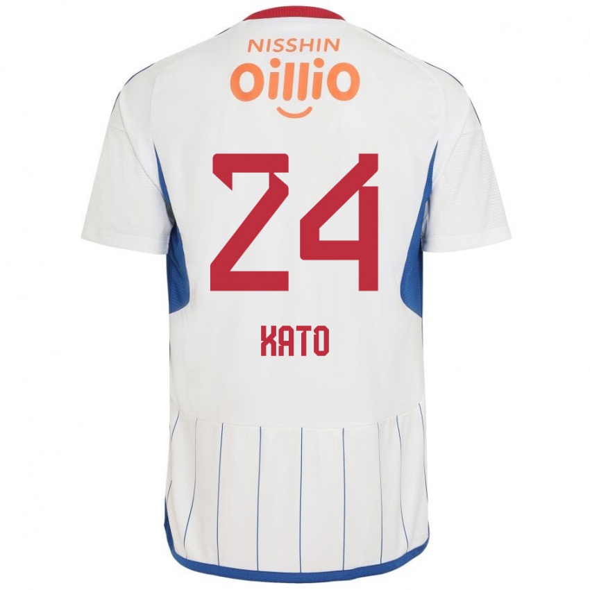 Homem Camisola Hijiri Kato #24 Branco Azul Vermelho Alternativa 2024/25 Camisa Brasil