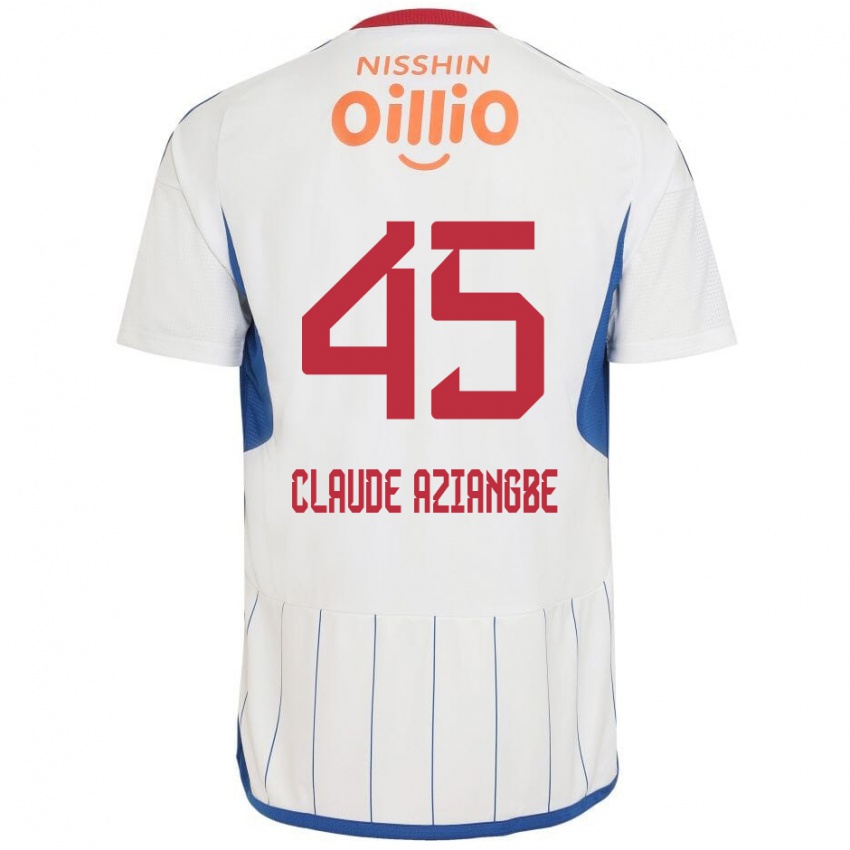 Homem Camisola Jean Claude Aziangbe #45 Branco Azul Vermelho Alternativa 2024/25 Camisa Brasil