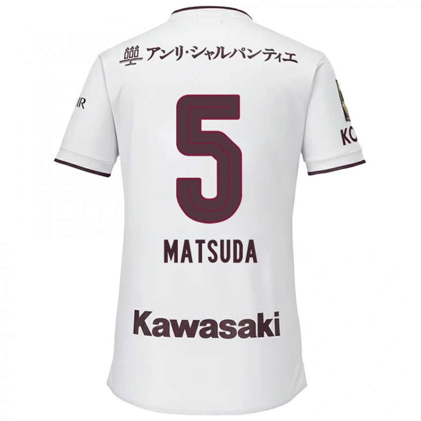 Homem Camisola Shido Matsuda #5 Branco Vermelho Alternativa 2024/25 Camisa Brasil