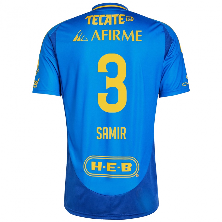 Homem Camisola Samir Caetano #3 Azul Amarelo Alternativa 2024/25 Camisa Brasil