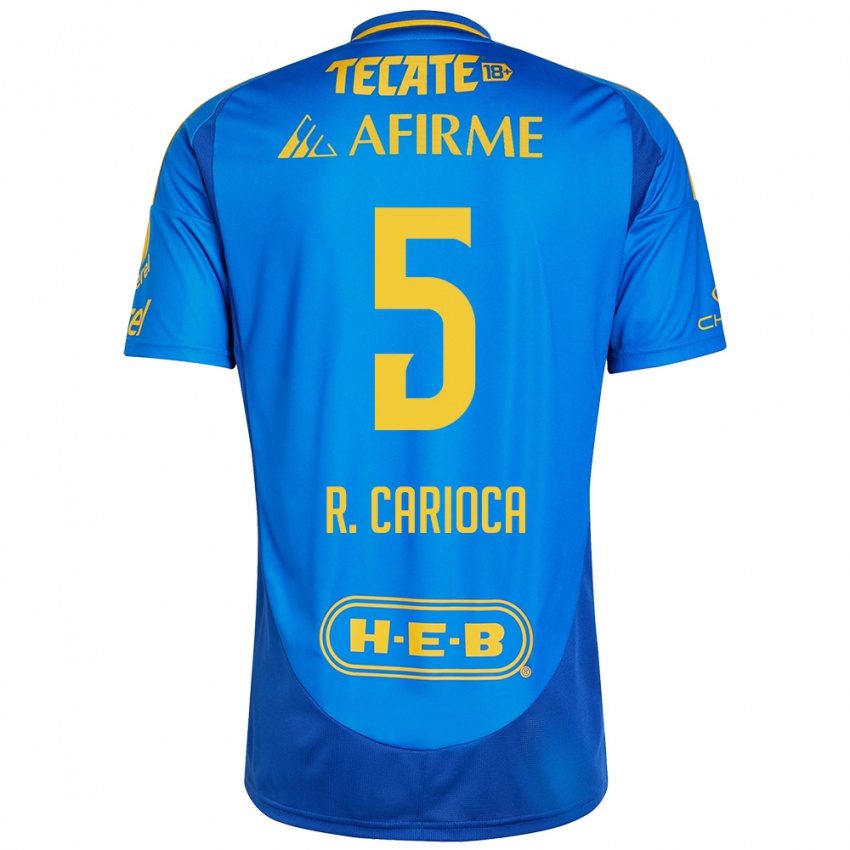 Homem Camisola Rafael Carioca #5 Azul Amarelo Alternativa 2024/25 Camisa Brasil