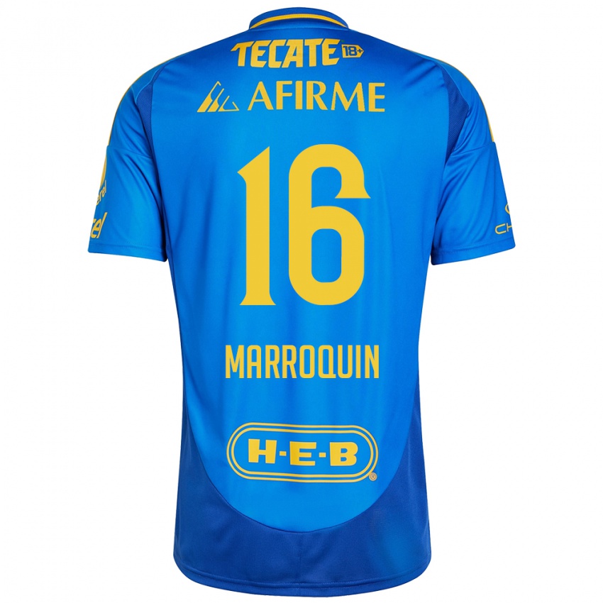 Homem Camisola Ammanda Marroquin #16 Azul Amarelo Alternativa 2024/25 Camisa Brasil