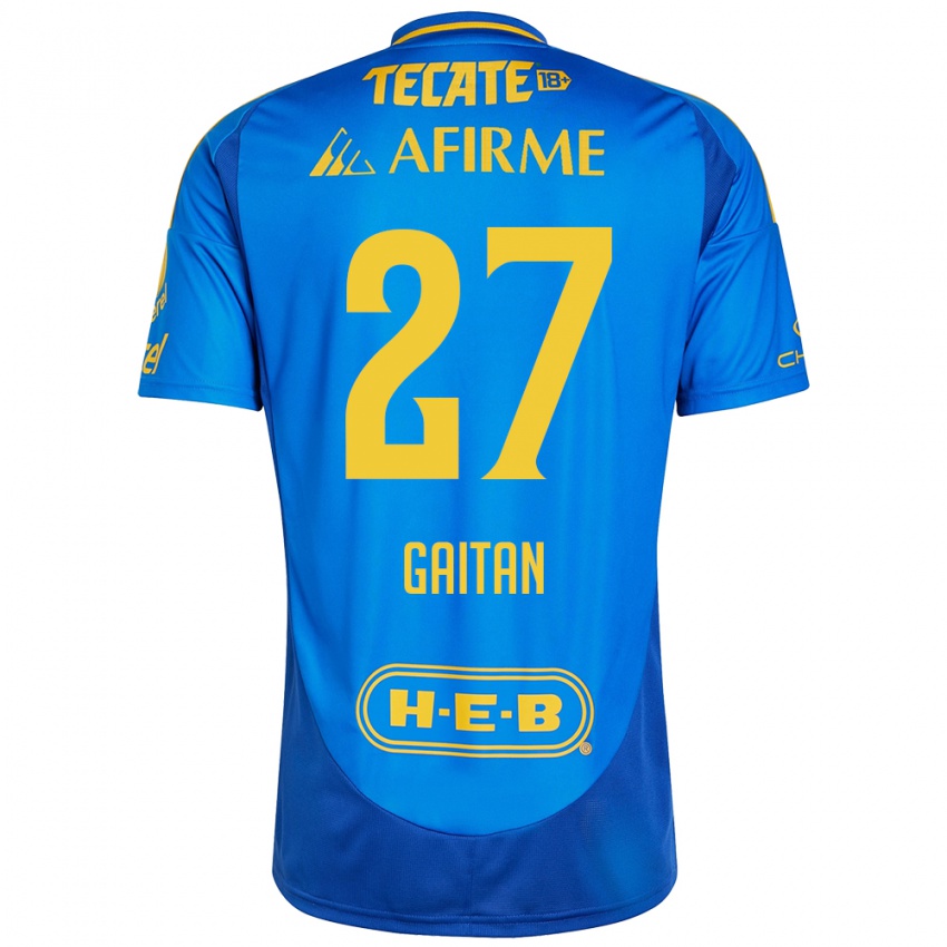 Homem Camisola Natalia Gaitan #27 Azul Amarelo Alternativa 2024/25 Camisa Brasil