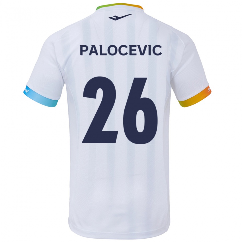 Homem Camisola Aleksandar Palocevic #26 Branco Azul Alternativa 2024/25 Camisa Brasil