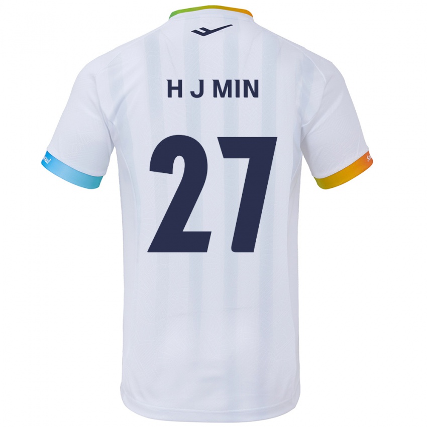 Homem Camisola Ji-Hoon Min #27 Branco Azul Alternativa 2024/25 Camisa Brasil