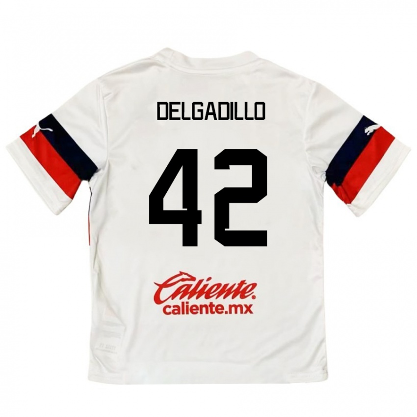 Homem Camisola Diego Delgadillo #42 Branco Vermelho Alternativa 2024/25 Camisa Brasil