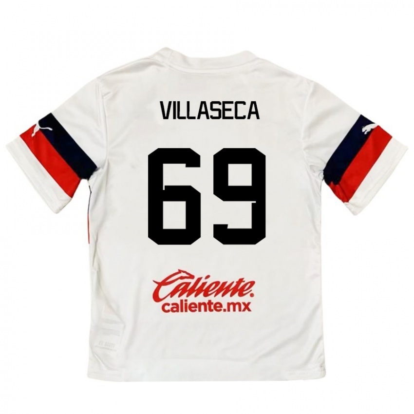 Homem Camisola Daniel Villaseca #69 Branco Vermelho Alternativa 2024/25 Camisa Brasil